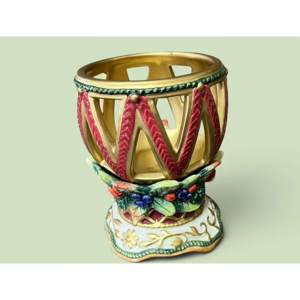 Fitz & Floyd Classic Jolly Ole St Nick Candleholder‎ Votive Festive Holiday Xmas